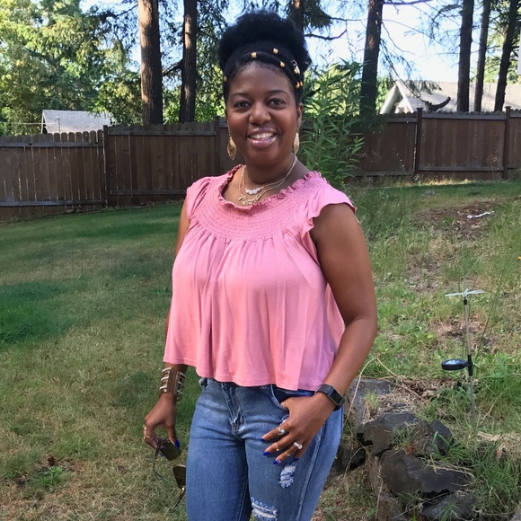 Heart and Hips Smocking Off Shoulder Top - Picture 2 of 3